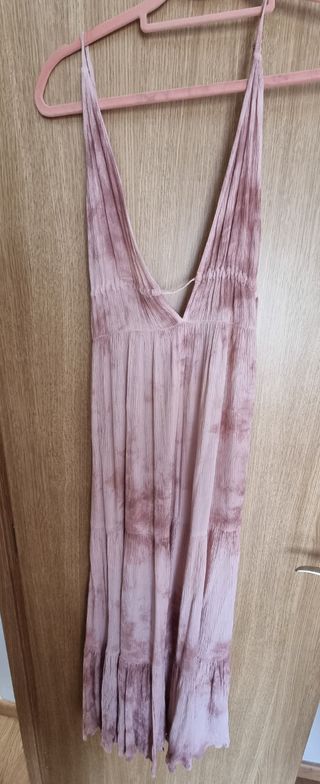 Vestido largo tie-dye rosa 