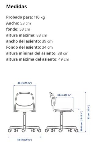 Silla Escritorio Infantil Azul y Blanca