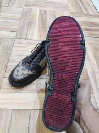 Zapatillas Gucci Piel Talla 44/45 Beige/Marrón