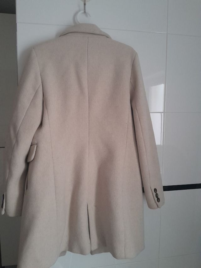 Abrigo paño Stradivarius beige Talla S