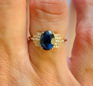 Anillo 14k Zafiro y Diamantes + IGI Certificado 