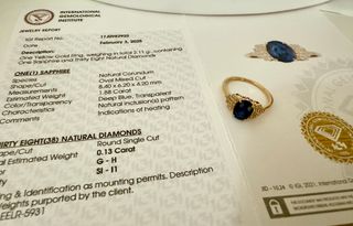 Anillo 14k Zafiro y Diamantes + IGI Certificado 