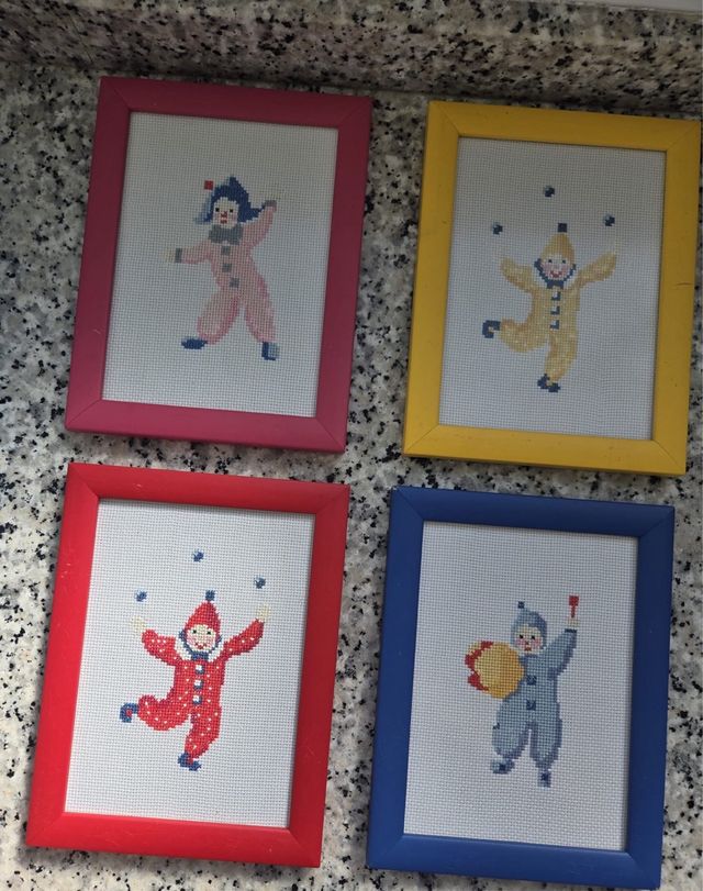 Cuadros Payasos Bordados