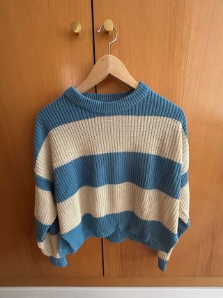 Jersey de rayas azul y beige