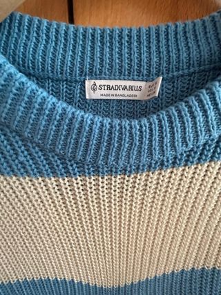 Jersey de rayas azul y beige