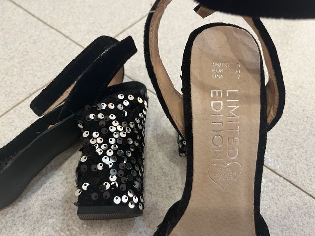 Sandalias lentejuelas y terciopelo PRIMARK, t. 38