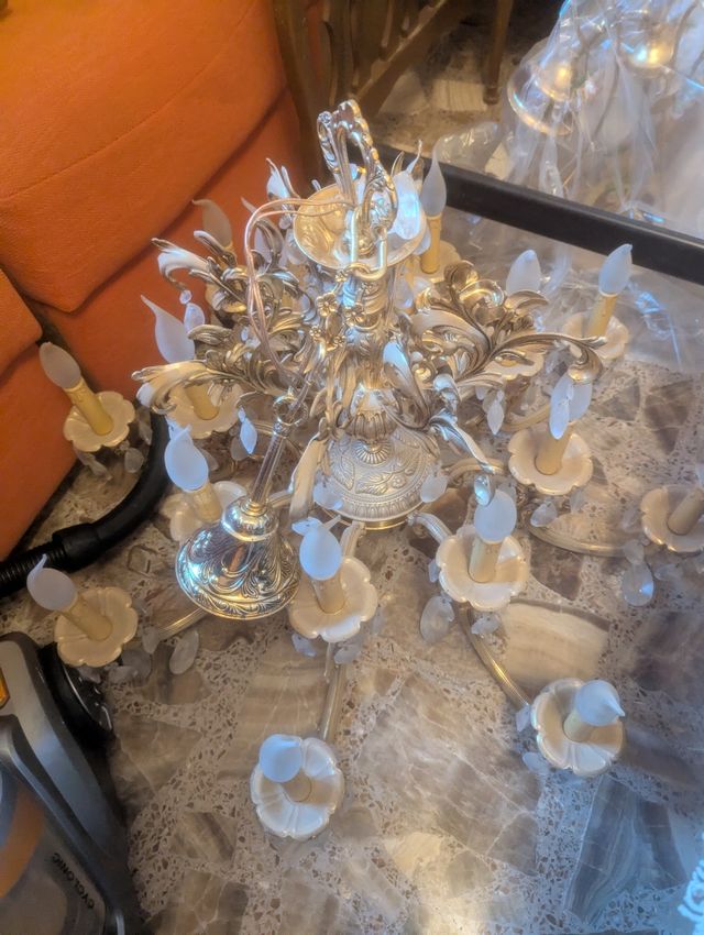 Lámpara de Bronce Vintage con Cristales