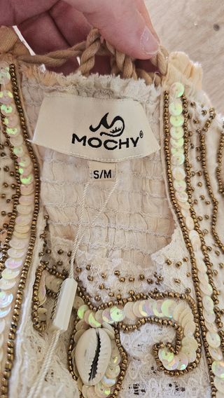 Vestido Boho Beige y Blanco Talla  M