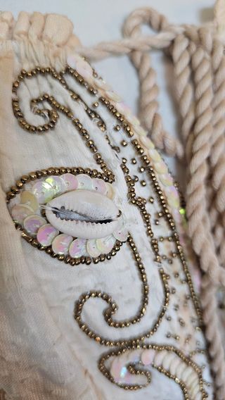 Vestido Boho Beige y Blanco Talla  M