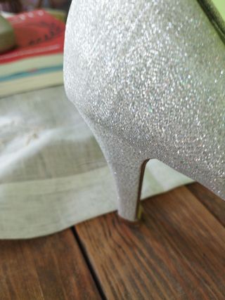 Zapatos de fiesta plateados talla 37 con brillo