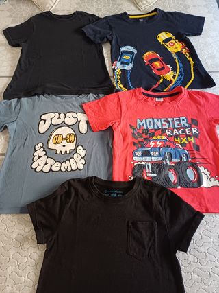 Lote 4 camisetas niño cortas
 talla 5 /6 años