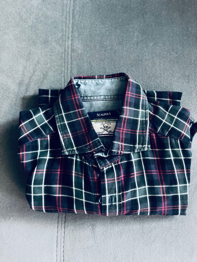 Camisa Scalpers Cuadros Verde y Rojo