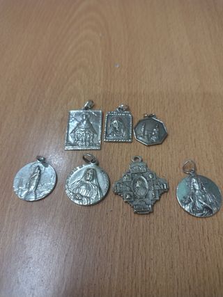 Lote 7 Medallas Plata Religiosas Vírgenes