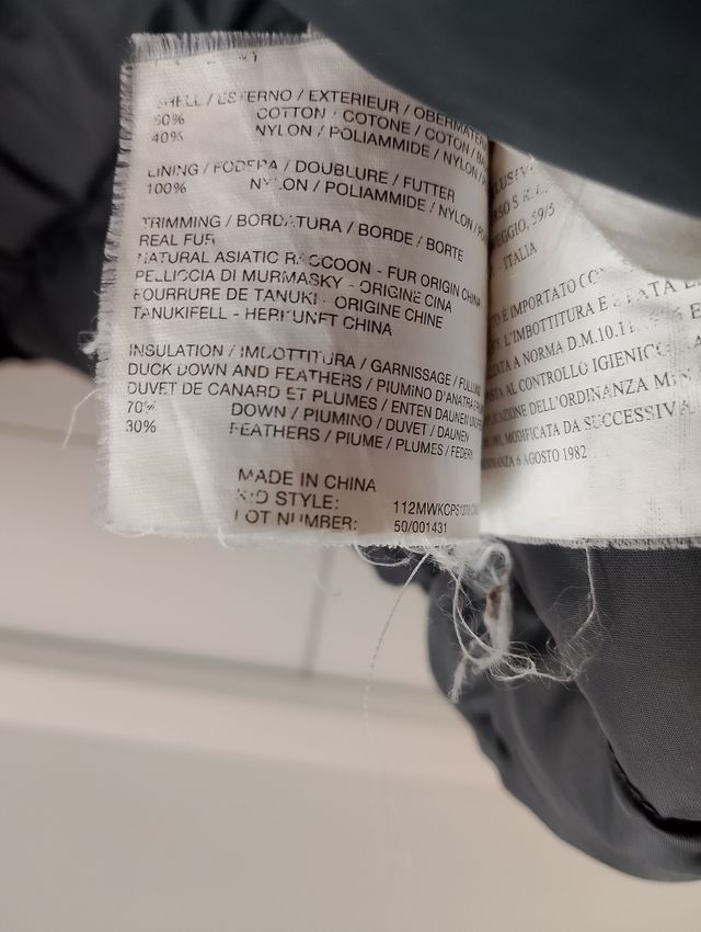 Parka Woolrich nera mancanza cappuccio