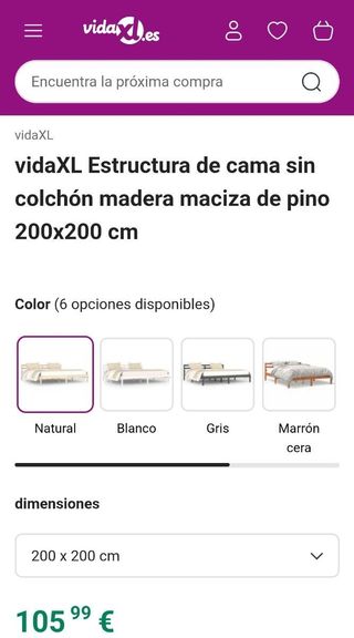 vidaXL Estructura de cama 200x200cm