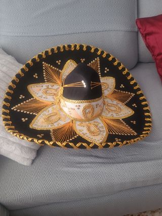 Sombrero Mexicano Pigalle Negro Dorado