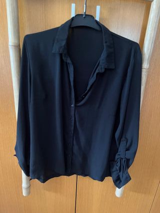 Camisa negra chifon Celop