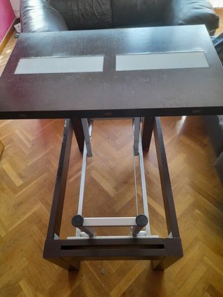 Mesa de comedor extensible madera y cristal