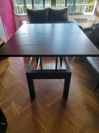 Mesa de comedor extensible madera y cristal