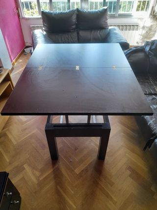 Mesa de comedor extensible madera y cristal