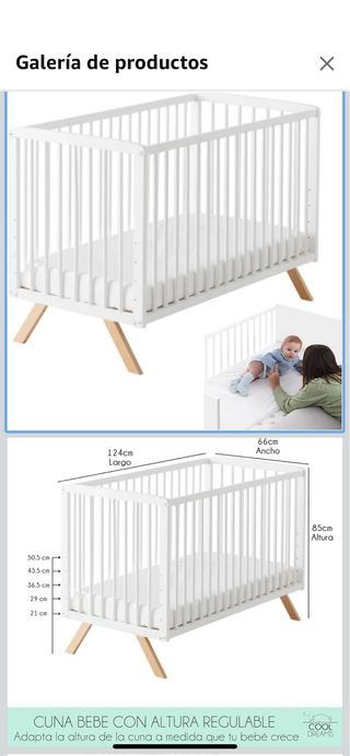 Cuna de bebé blanca. bebé Nuru 