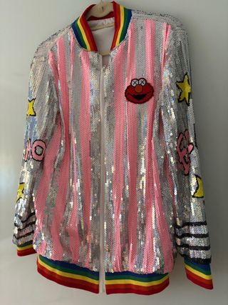 Chaqueta Elmo lentejuelas rosa y plata