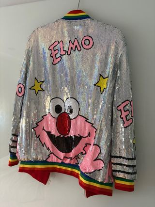 Chaqueta Elmo lentejuelas rosa y plata