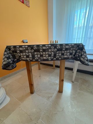 Mesa camilla cristal y tela gris