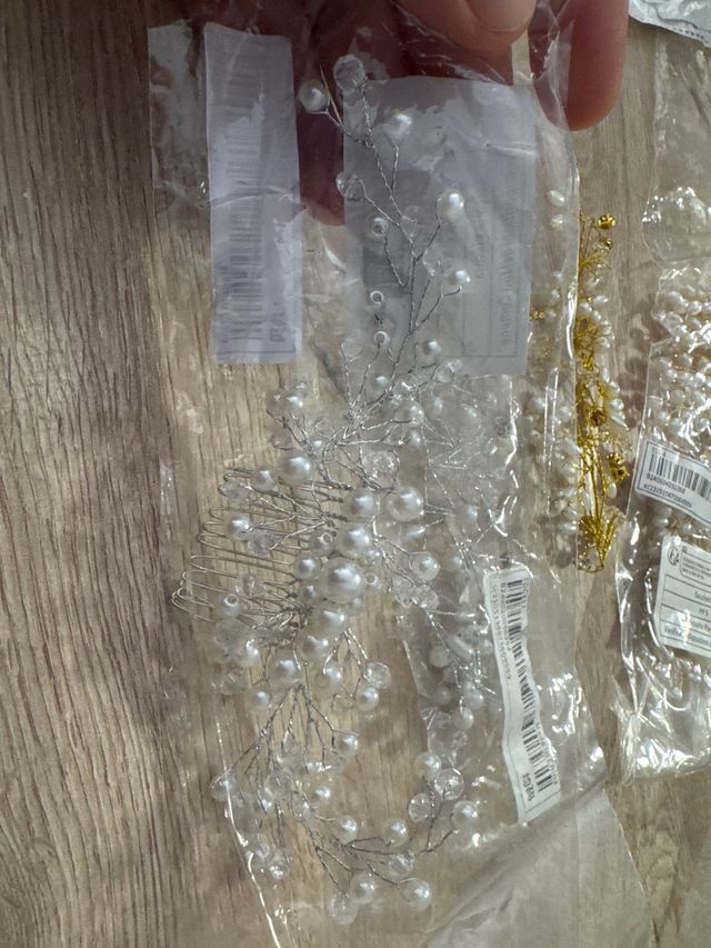 Adorno pelo novia, perlas y dorado