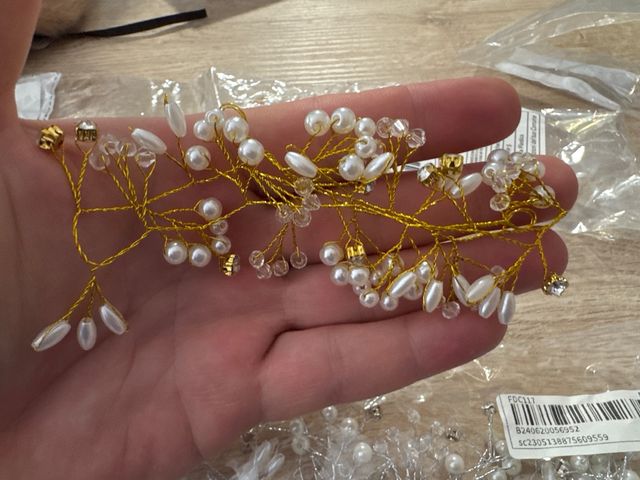 Adorno pelo novia, perlas y dorado