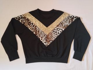 Sudadera leopardo y lentejuelas Talla Única