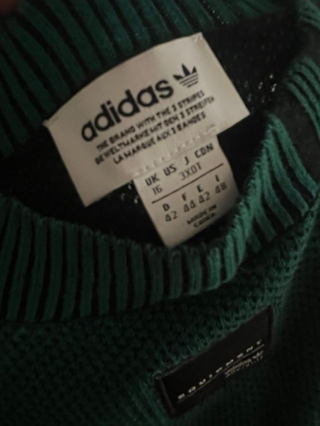 Vestido de punto Adidas verde y negro