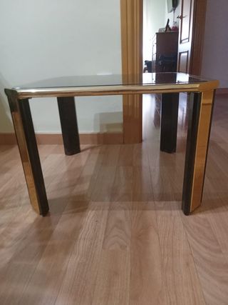 Mesa centro cristal y mesa auxiliar. Casi nuevas