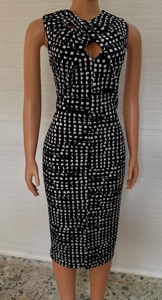 Vestido Calvin Klein Negro con Topos Blancos