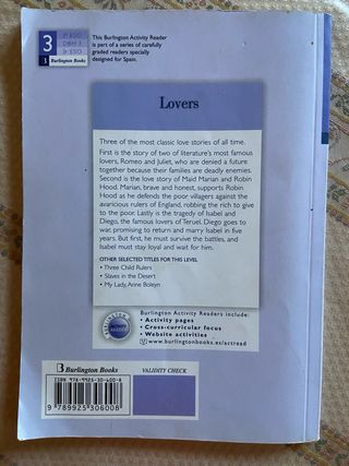 Libro de lectura inglés 3 ESO QUEIPO
“LOVERS”