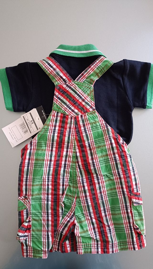 Peto y Camiseta Polo Bebé Cuadros