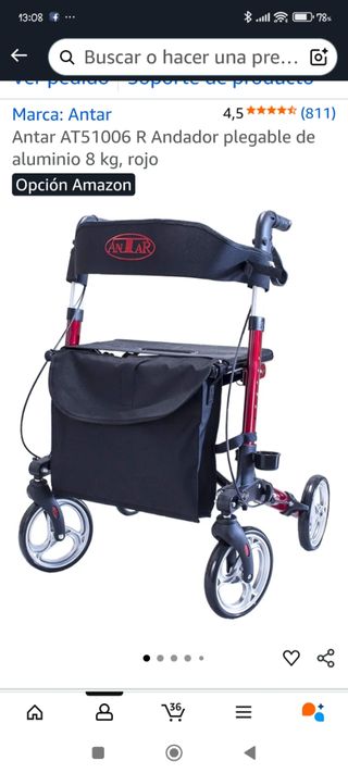 Andador Plegable Aluminio Antar Rojo