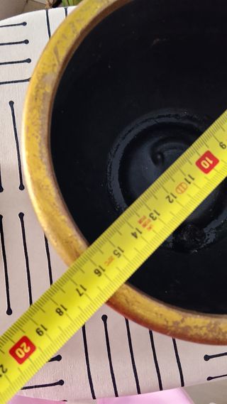 2 Jarrones Cerámica Marrón y Dorado con Tapa