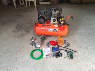 Compresor industrial con 2 pistolas