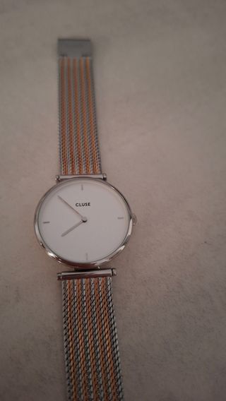 Reloj Cluse esfera blanca, correa mixta