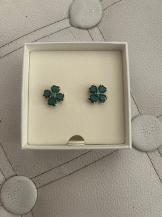 Pendientes Swarovski Flor Verde y Dorados