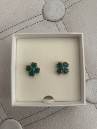 Pendientes Swarovski Flor Verde y Dorados