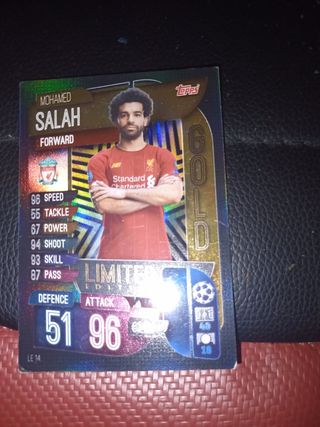 Tarjeta de fútbol Mohamed Salah Topps Gold