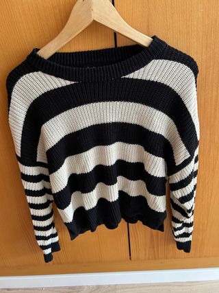 Jersey de rayas beige y negro