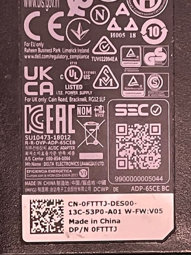 Alimentatore Dell 65.0W DA6SNM190 sub type C