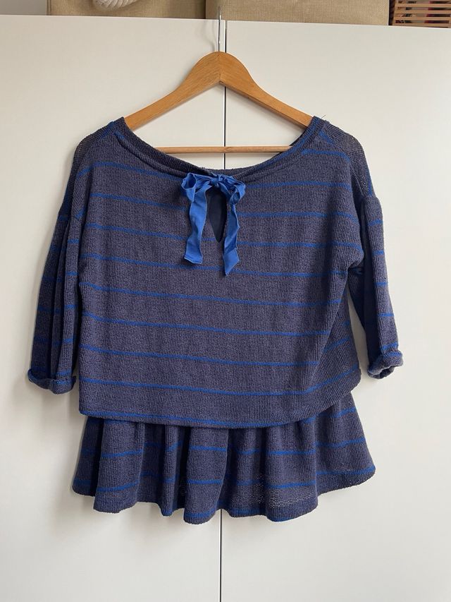 Blusa Anthropologie rayas azul y gris