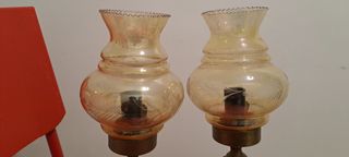 Coppia Lampade Onice Vetro Ambra