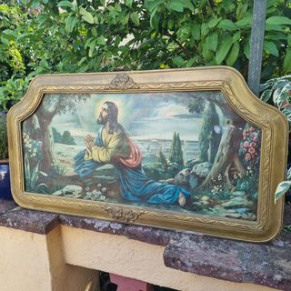 Cuadro religioso antiguo Jesús orando