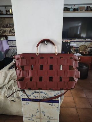 Bolso de piel Zara tejido