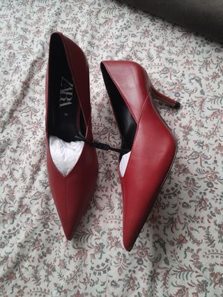 Tacones Zara Rojos Talla 38